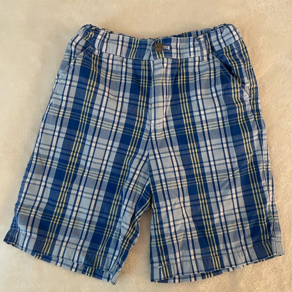 E Land Plaid Blue Cotton Shorts Boys Size 7